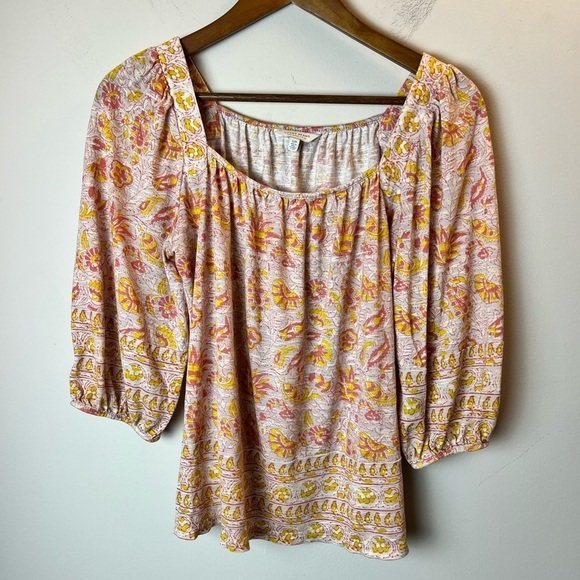 Lucky Brand Square Neck Printed Heritage Peasant Small - Picture 5 of 7